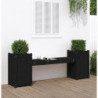 Gartenbank mit Pflanzkübeln Schwarz 180x36x63 cm Massivholz