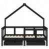 Kinderbett mit Schubladen Schwarz 70x140 cm Massivholz Kiefer