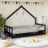 Kinderbett mit Schubladen Schwarz 90x200 cm Massivholz Kiefer