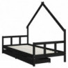 Kinderbett mit Schubladen Schwarz 90x200 cm Massivholz Kiefer