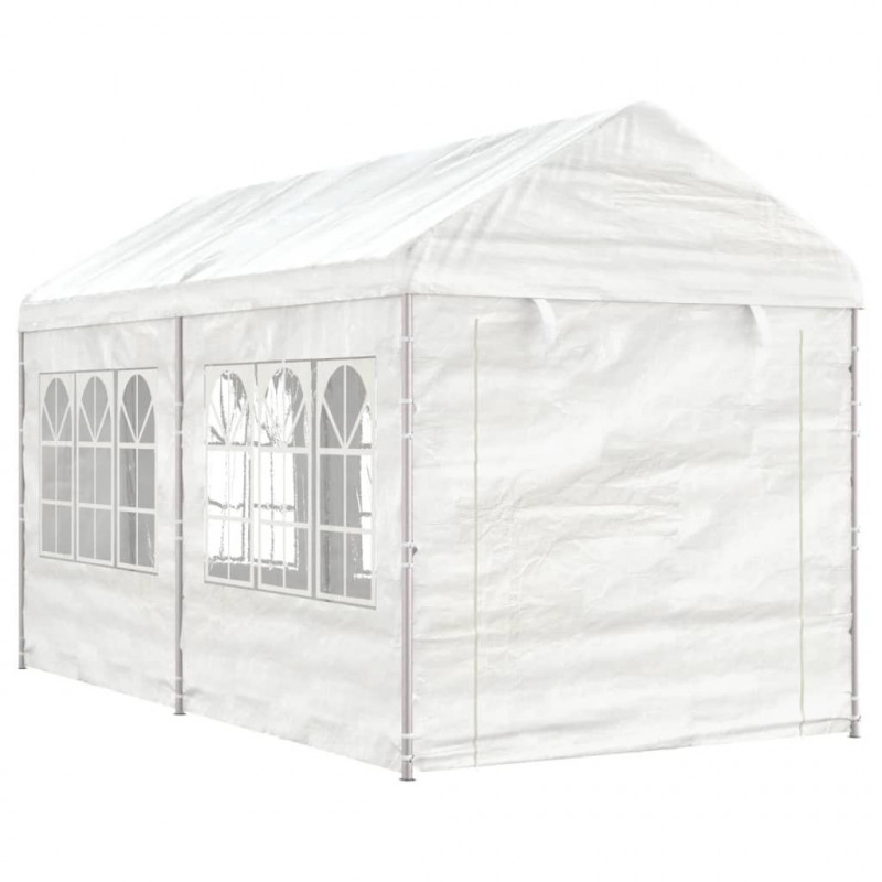 Pavillon mit Dach Weiß 4,46x2,28x2,69 m Polyethylen