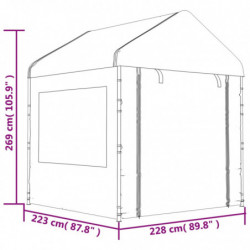 Pavillon mit Dach Weiß 4,46x2,28x2,69 m Polyethylen