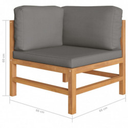 2-Sitzer-Gartensofa Artur mit Grauen Kissen Massivholz Teak