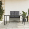 2-tlg. Garten-Essgruppe mit Kissen Grau Poly Rattan