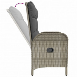 2-tlg. Garten-Essgruppe mit Kissen Grau Poly Rattan