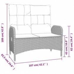 2-tlg. Garten-Essgruppe mit Kissen Grau Poly Rattan