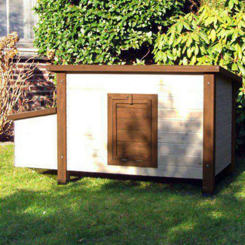 @Pet Hühnerstall Outdoor 136x74,5x75 cm Holz Weiß und Braun