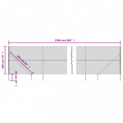 Maschendrahtzaun mit Bodenhülsen Anthrazit 2x25 m