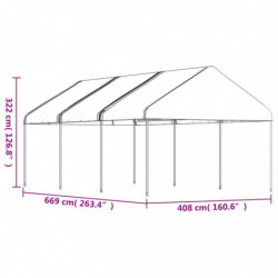 Pavillon mit Dach Weiß 6,69 x 4,08 x 3,22 m Polyethylen