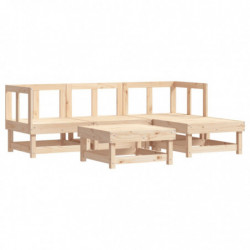 5-tlg. Garten-Lounge-Set mit Kissen Massivholz