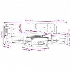 5-tlg. Garten-Lounge-Set mit Kissen Massivholz