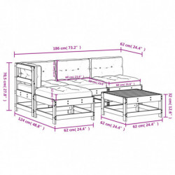 5-tlg. Garten-Lounge-Set mit Kissen Massivholz