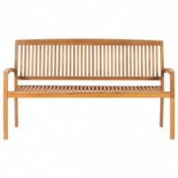 Stapelbare 3-Sitzer Gartenbank 159 cm Massivholz Teak