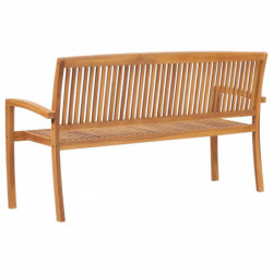 Stapelbare 3-Sitzer Gartenbank 159 cm Massivholz Teak