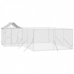 Outdoor-Hundezwinger mit Dach Silbern 6x6x2,5m Verzinkter Stahl