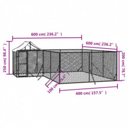 Outdoor-Hundezwinger mit Dach Silbern 6x6x2,5m Verzinkter Stahl