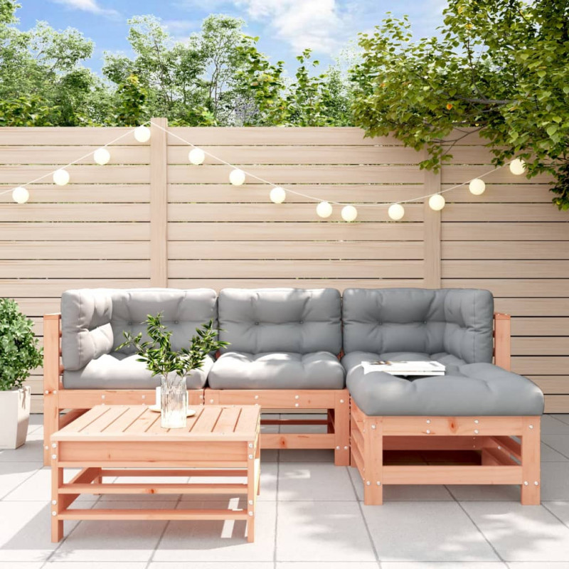 5-tlg. Garten-Lounge-Set mit Kissen Massivholz Douglasie