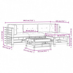 5-tlg. Garten-Lounge-Set mit Kissen Massivholz Douglasie