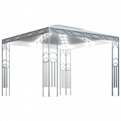 Pavillon Wilfried mit LED-Lichterkette 300x300 cm Cremeweiß