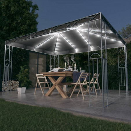 Pavillon Wilfriede mit LED-Lichterkette 400x300 cm Anthrazit