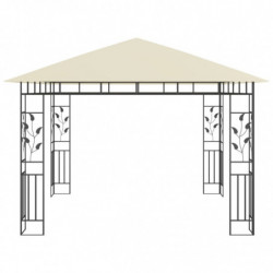 Pavillon Wilhelm mit Moskitonetz & LED-Lichterkette 3x3x2,73m Cremeweiß