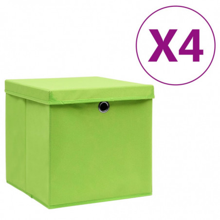 Aufbewahrungsboxen mit Deckeln 4 Stk. 28x28x28 cm Grün