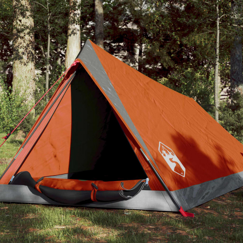 Campingzelt 2 Personen Grau & Orange 200x120x88/62 cm 185T Taft