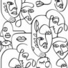 Noordwand Tapete Friends & Coffee Line Art Faces Weiß und Schwarz