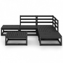 6-tlg. Garten-Lounge-Set Luzie Schwarz Massivholz Kiefer