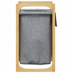 Wäschekorb mit Innentasche in Grau 32x30x36,5 cm Bambus