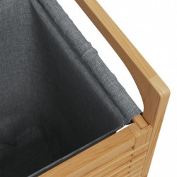 Wäschekorb mit Innentasche in Grau 32x30x36,5 cm Bambus
