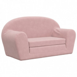 Kinder-Schlafsofa 2-Sitzer Rosa Weicher Plüsch