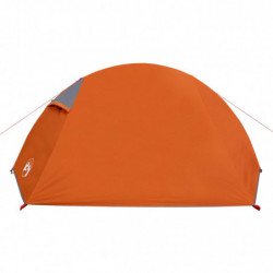 Campingzelt 2 Personen Grau & Orange 267x154x117 cm 185T Taft