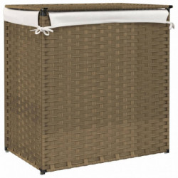 Wäschekorb mit 2 Fächern 53x35x57 cm Poly Rattan