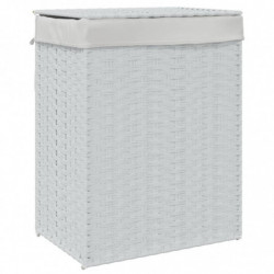 Wäschekorb mit Deckel Weiß 46x33x60 cm Poly Rattan