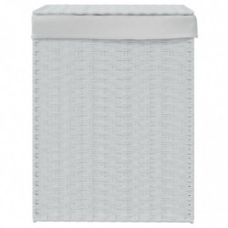 Wäschekorb mit Deckel Weiß 46x33x60 cm Poly Rattan