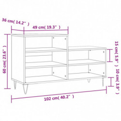 Schuhregal Betongrau 102x36x60 cm Holzwerkstoff