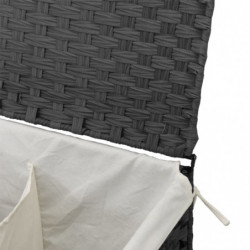 Wäschekorb mit 2 Fächern Grau 53x35x57 cm Poly Rattan