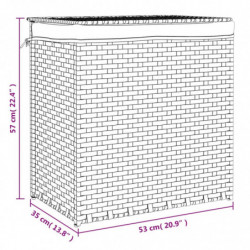 Wäschekorb mit 2 Fächern Schwarz 53x35x57 cm Poly Rattan
