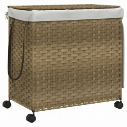 Wäschekorb mit Rollen 60x35x60,5 cm Rattan