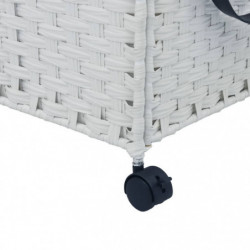 Wäschekorb mit Rollen Weiß 60x35x60,5 cm Rattan