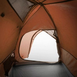 Campingzelt 4 Personen Grau & Orange 267x272x145 cm 185T Taft