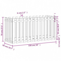 Hochbeet Lattenzaun-Design 150x50x70 cm Massivholz Kiefer