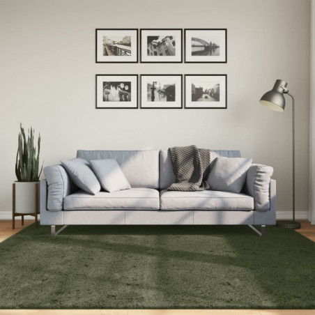 Teppich HUARTE Kurzflor Weich und Waschbar Waldgrün 200x200 cm
