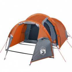 Campingzelt 3 Personen Grau & Orange 370x185x116 cm 185T Taft