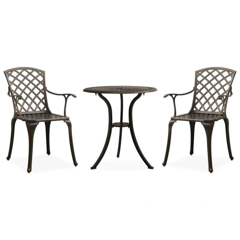 3-tlg. Bistro-Set Doro Aluminiumguss Bronzen