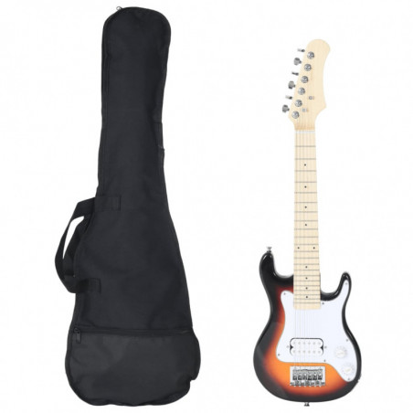 E-Gitarre für Kinder mit Tasche Braun und Weiß 3/4 30"