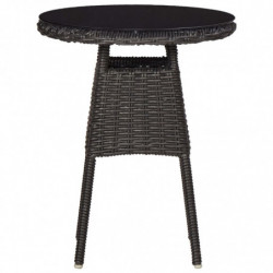 3-tlg. Garten-Bistro-Set mit Auflagen Poly Rattan Schwarz