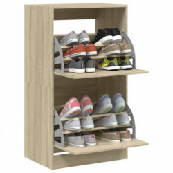 Schuhschrank mit 2 Klappen Sonoma-Eiche 60x42x108 cm