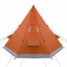 Campingzelt 4 Personen Grau & Orange 367x367x259 cm 185T Taft